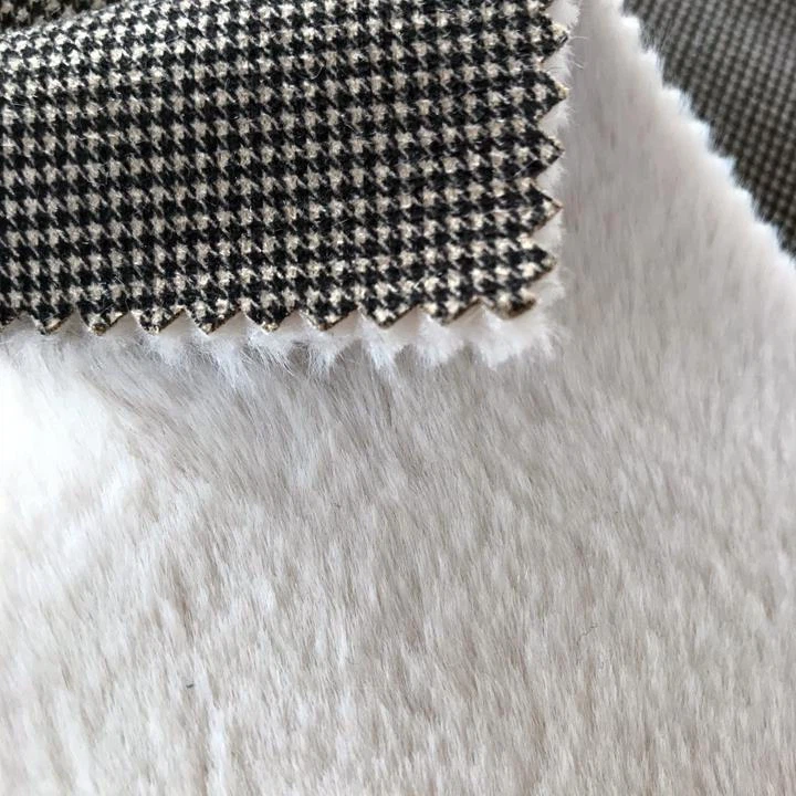 Houndstooth Printed Suede Leather With Faux Fur